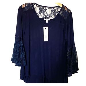Top with Lace Bell Sleeves